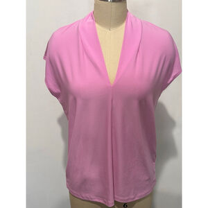 Women's Buffalo David Bitton Rose Pink Short Sleeve knit top V-neck pleated S